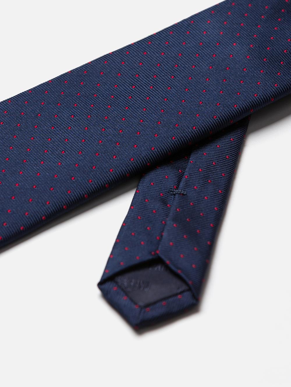 Krawatte aus Seiden-Rips mit roten Punkten