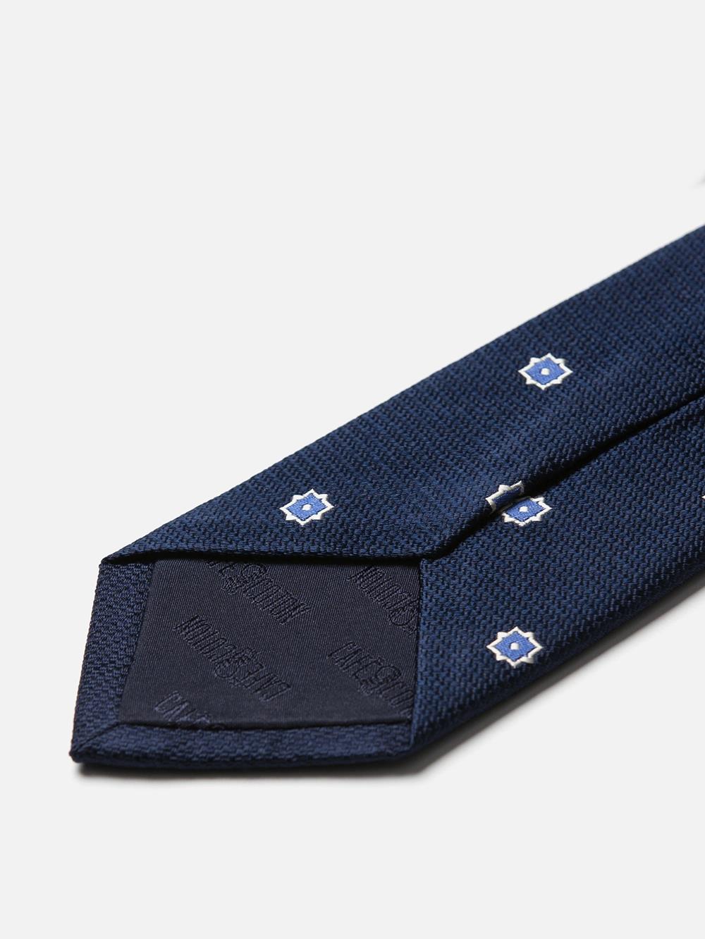 Zijden stropdas met blauw motief