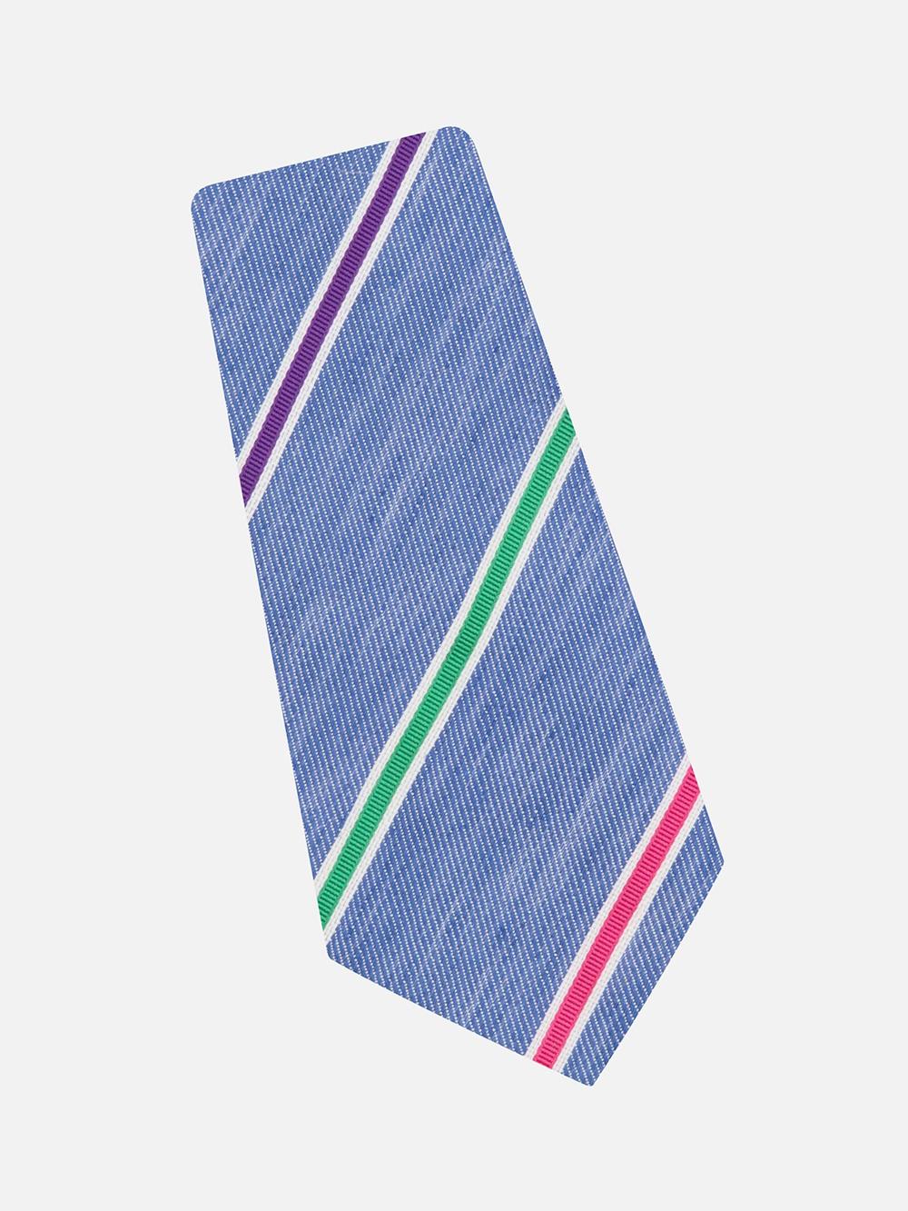 Multicolored Striped Silk Tie and Linen Tie with Multicolored Stripes