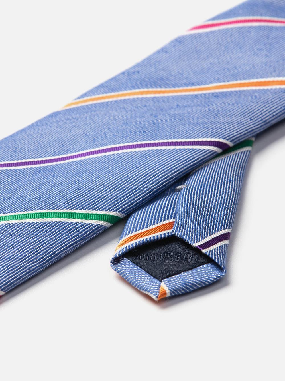 Multicolored Striped Silk Tie and Linen Tie with Multicolored Stripes
