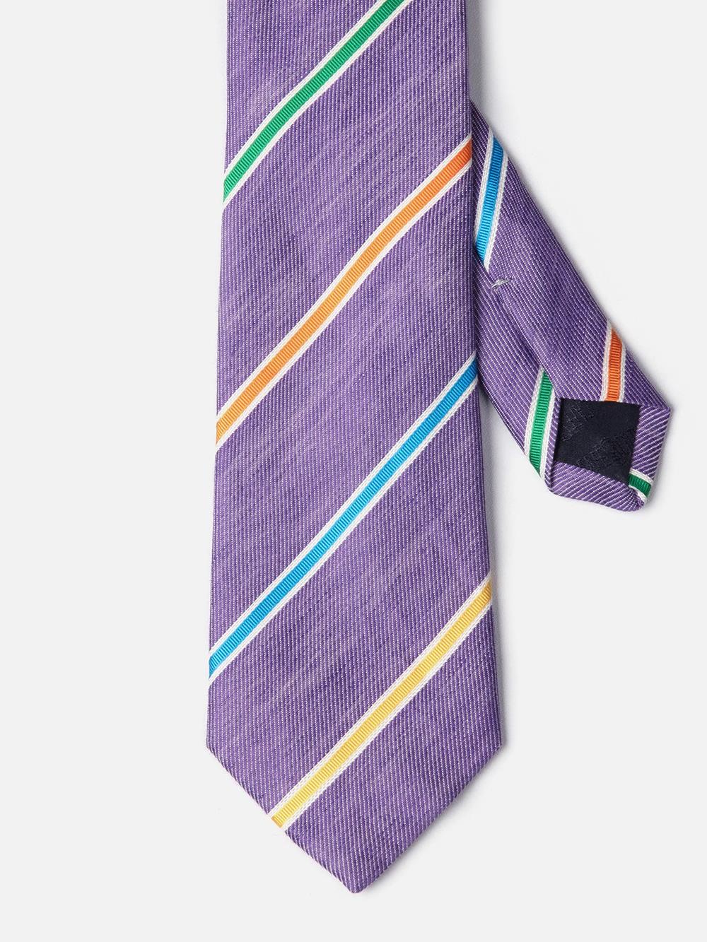 Silk tie and linen multicolored stripes parcel