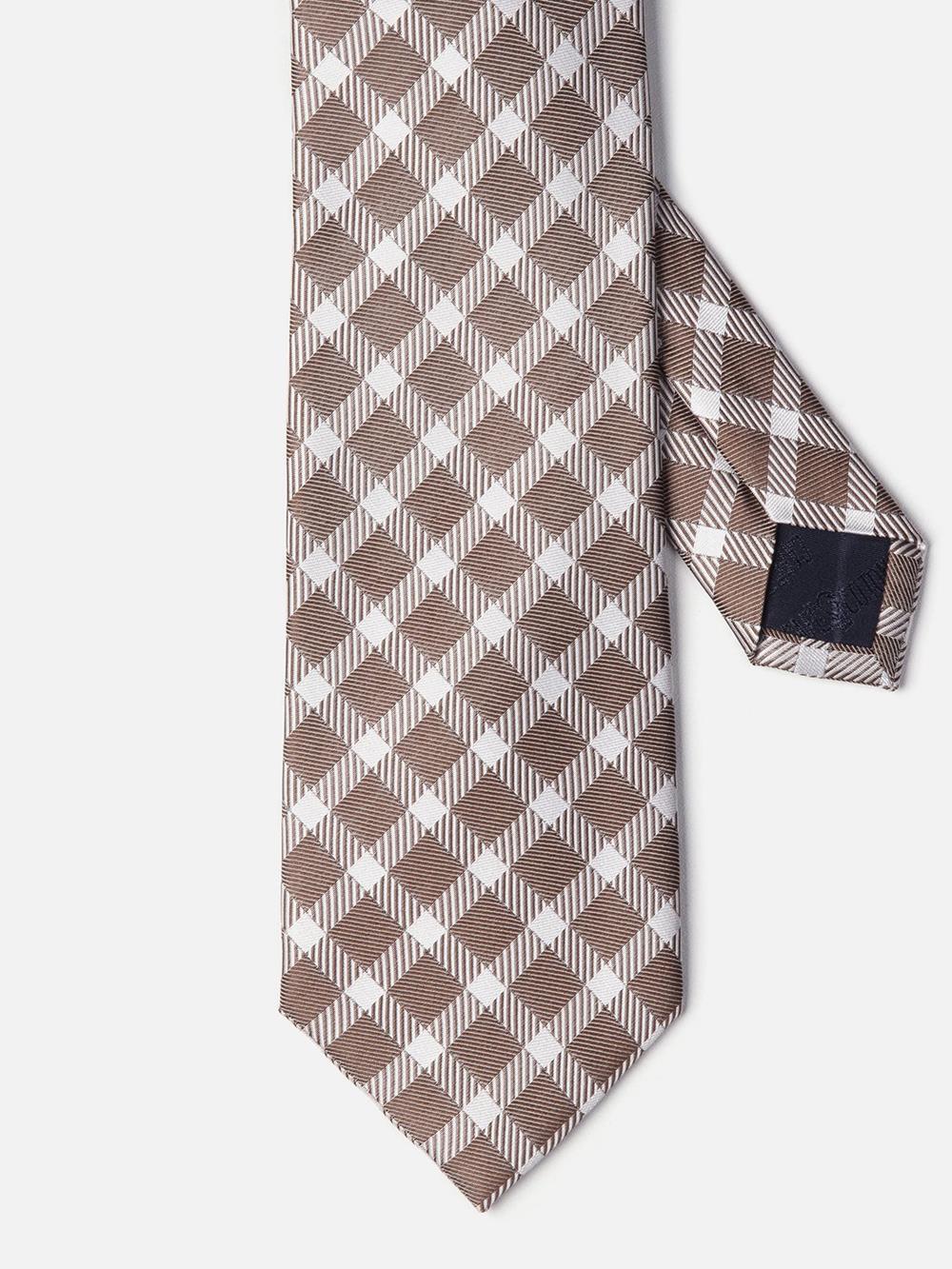 Brown checkered silk tie