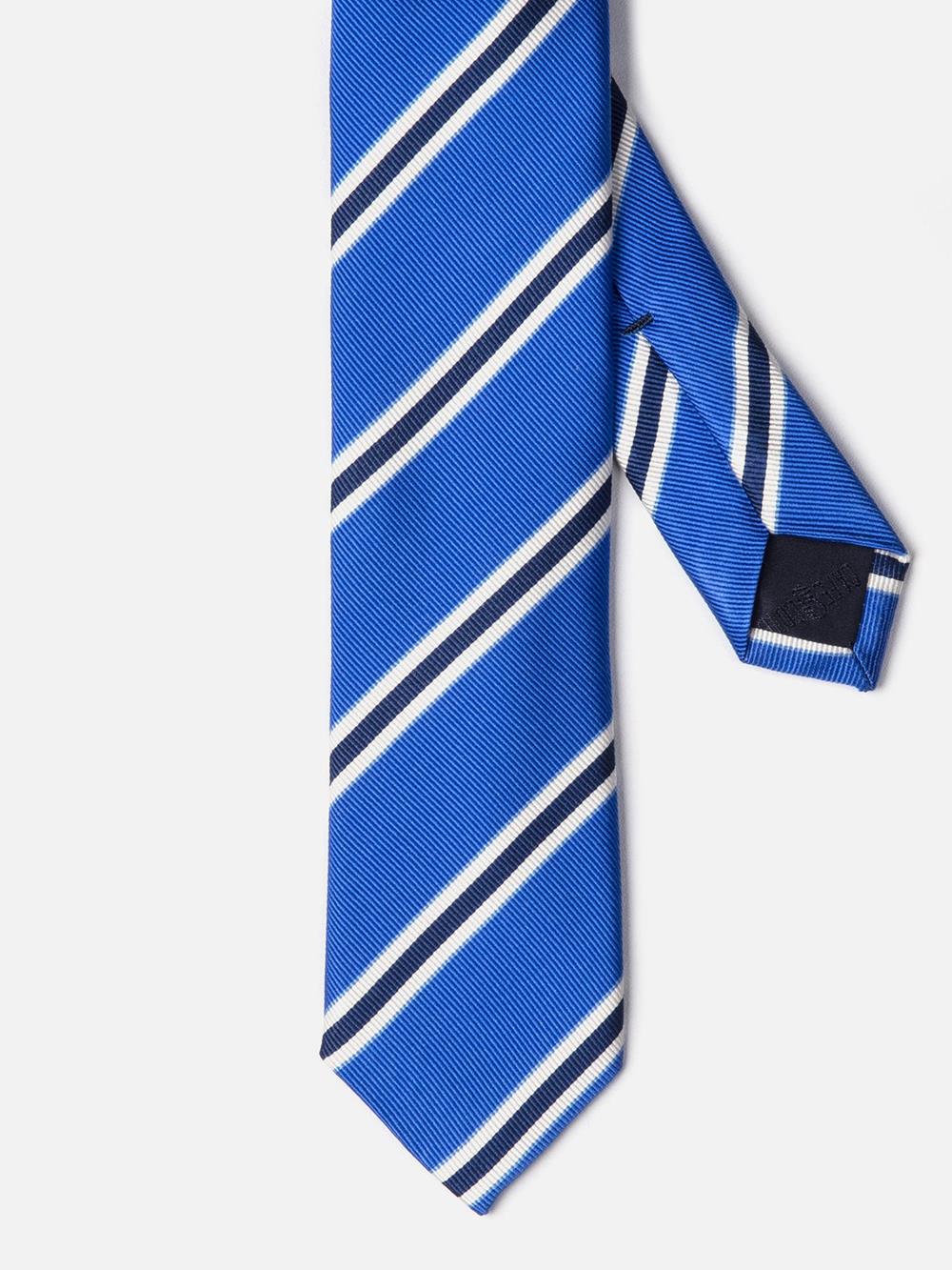 Slim tie in blue silk reps