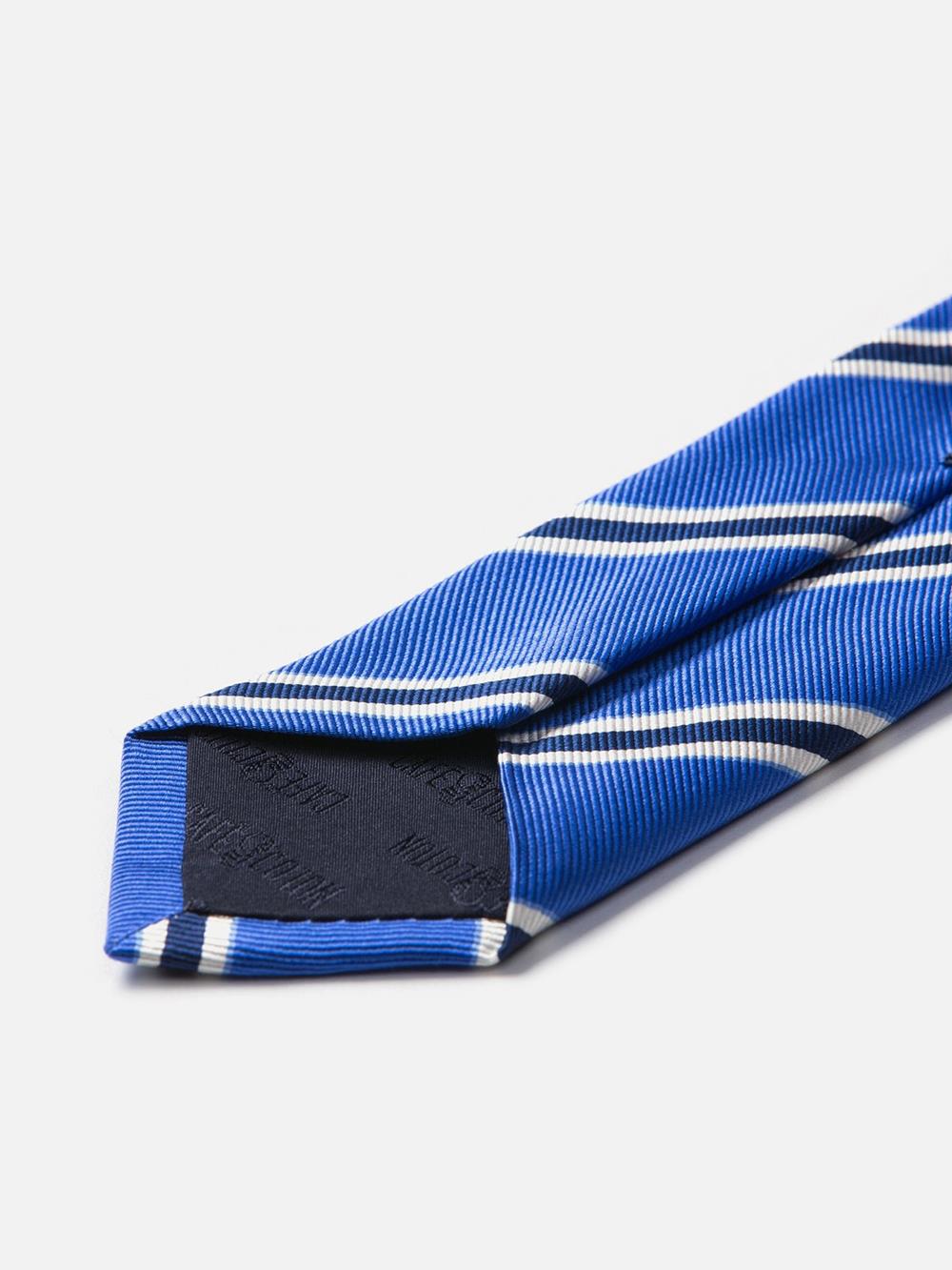 Cravate slim en reps de soie bleu