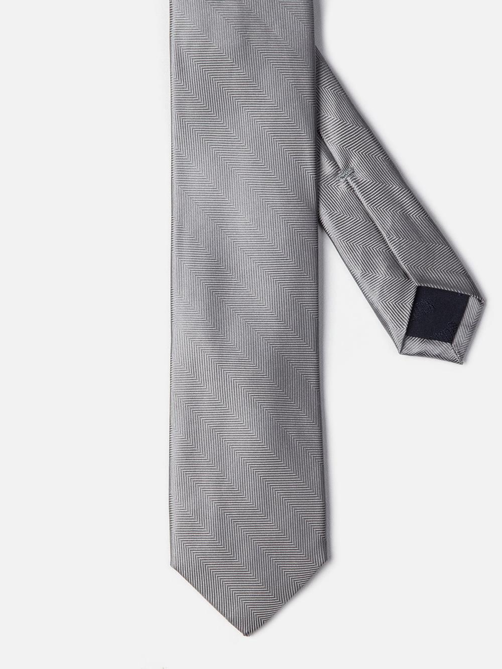 Gray silk slim tie