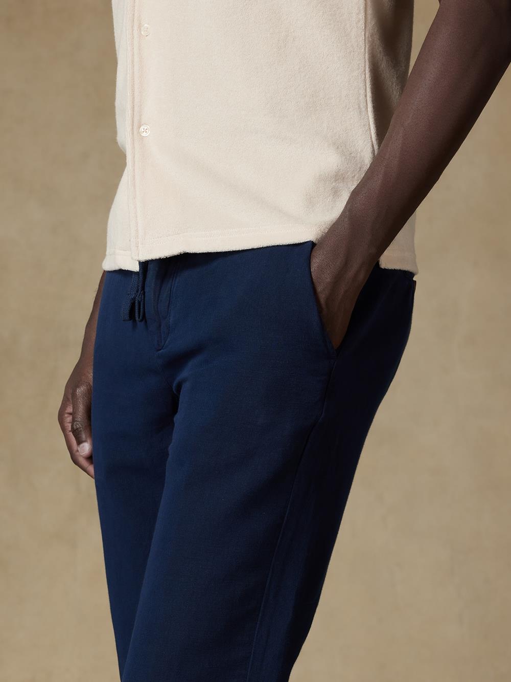 Pantaloni Fred in lino navy