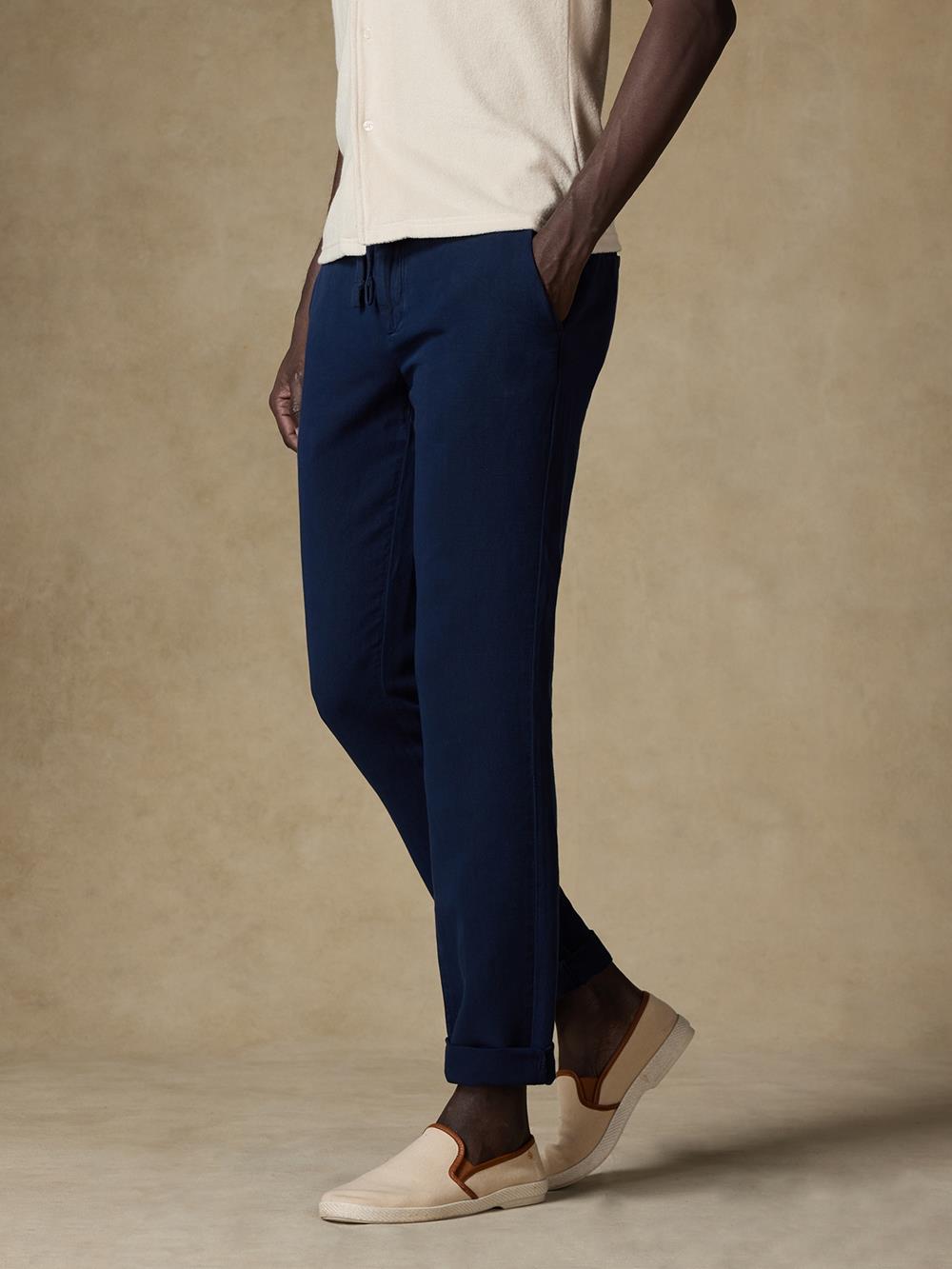 Pantalon Fred en lin marine