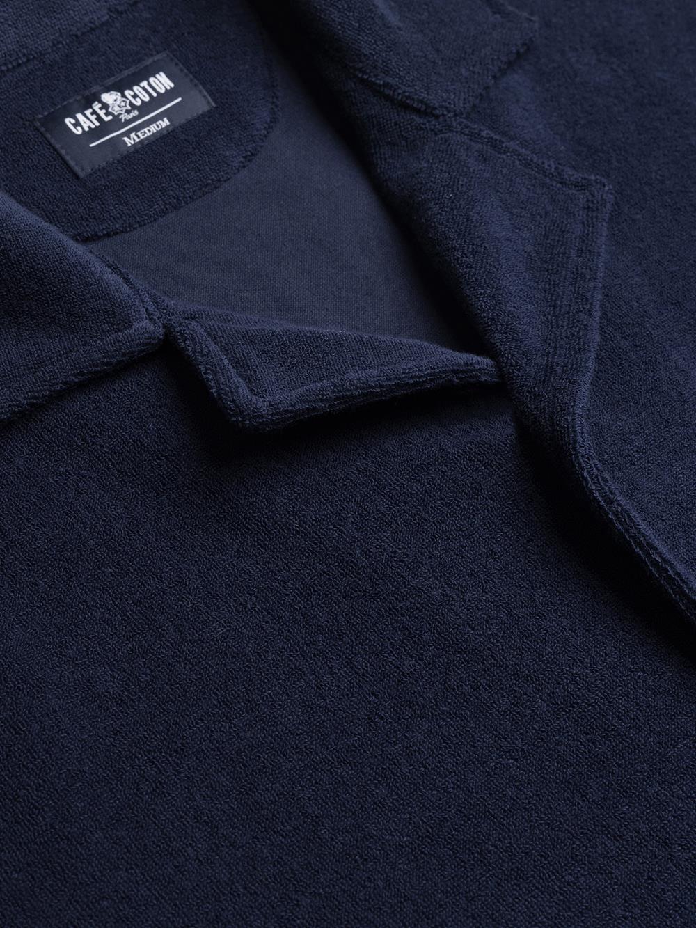 Camisa de rizo azul marino - Manga corta