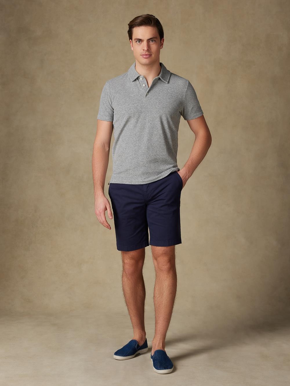Terry mottled grey polo shirt