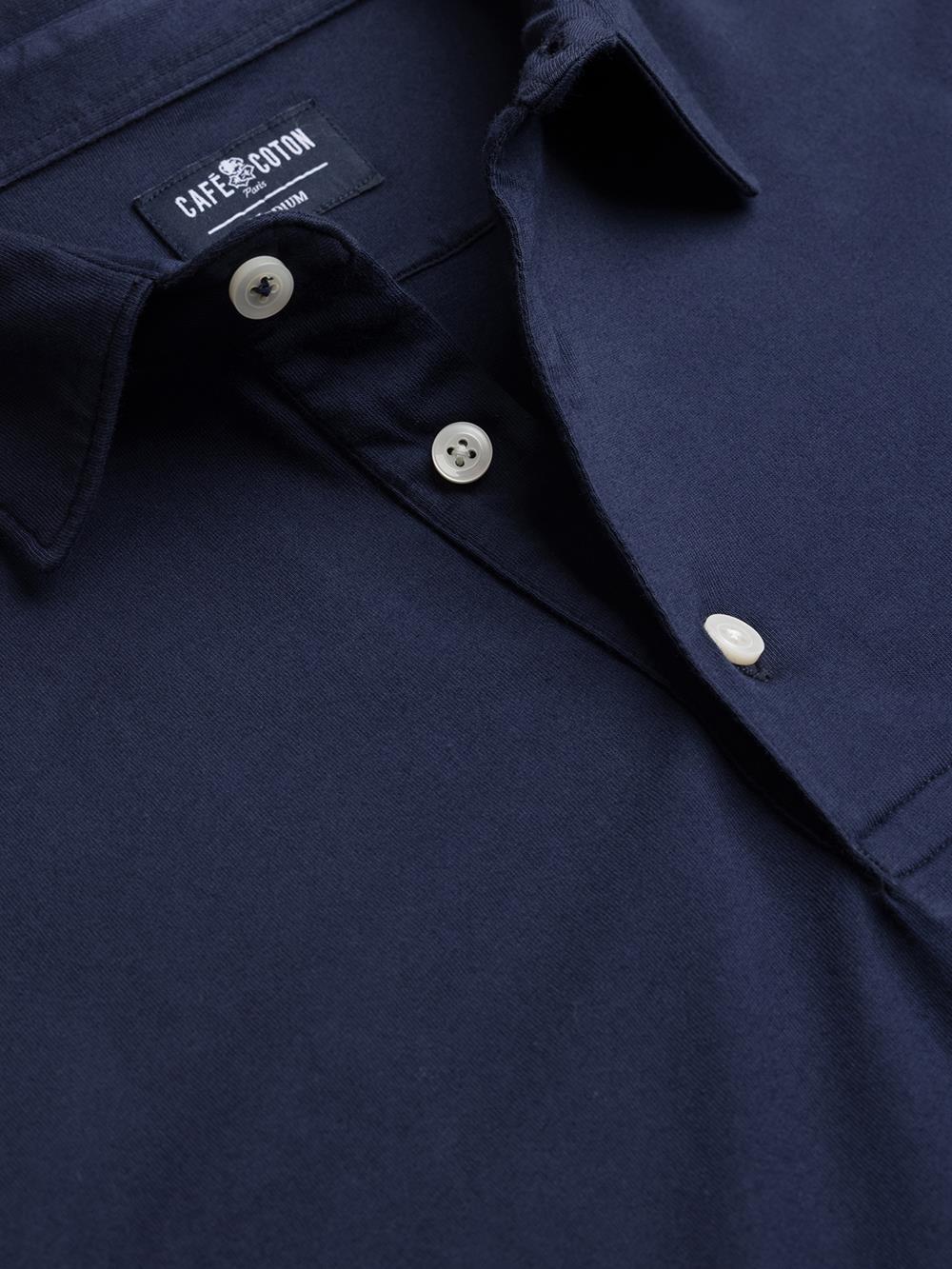 Polo Bred Langarm aus Jersey in Marine