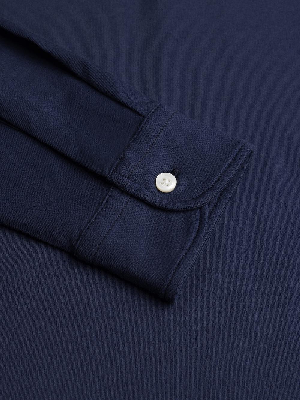 Bred long sleeve polo in navy jersey