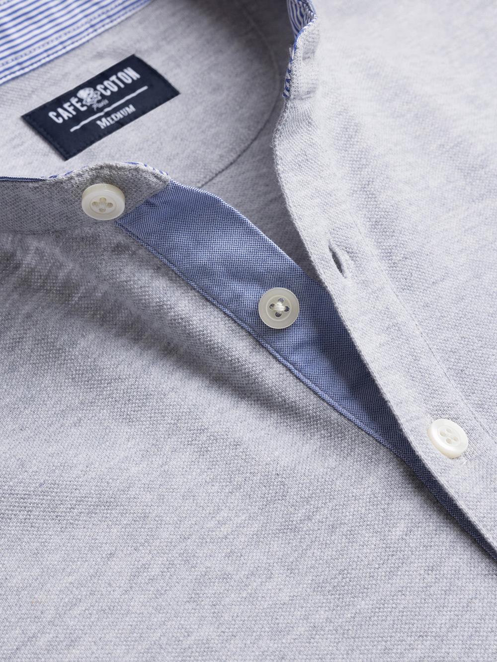 Polo mao collar in grey piqué