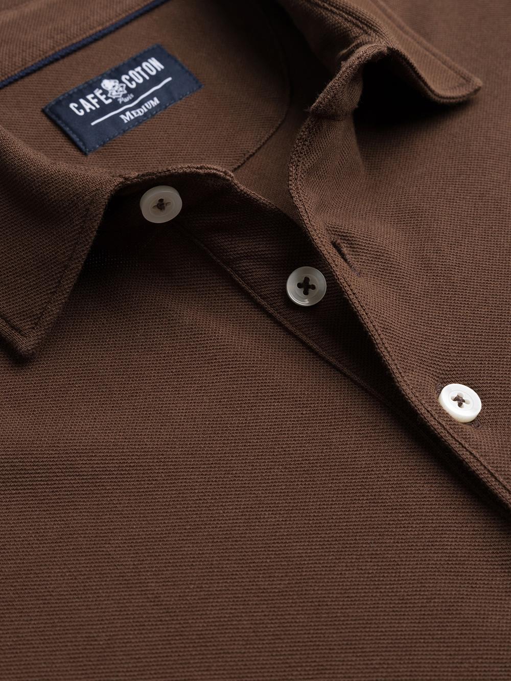 Polo Héritage en piqué marron