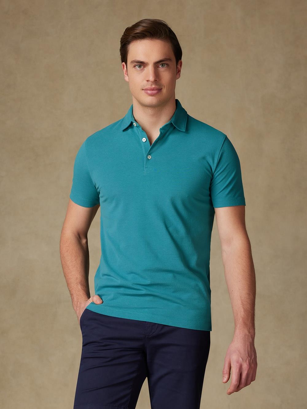 Heritage polo in celadon piqué