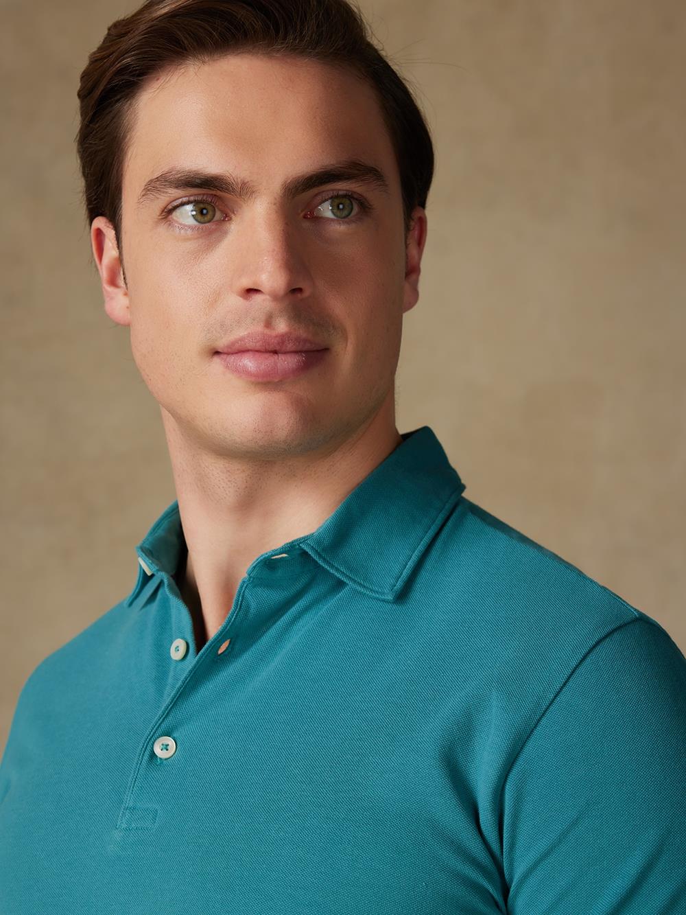 Heritage polo in celadon piqué