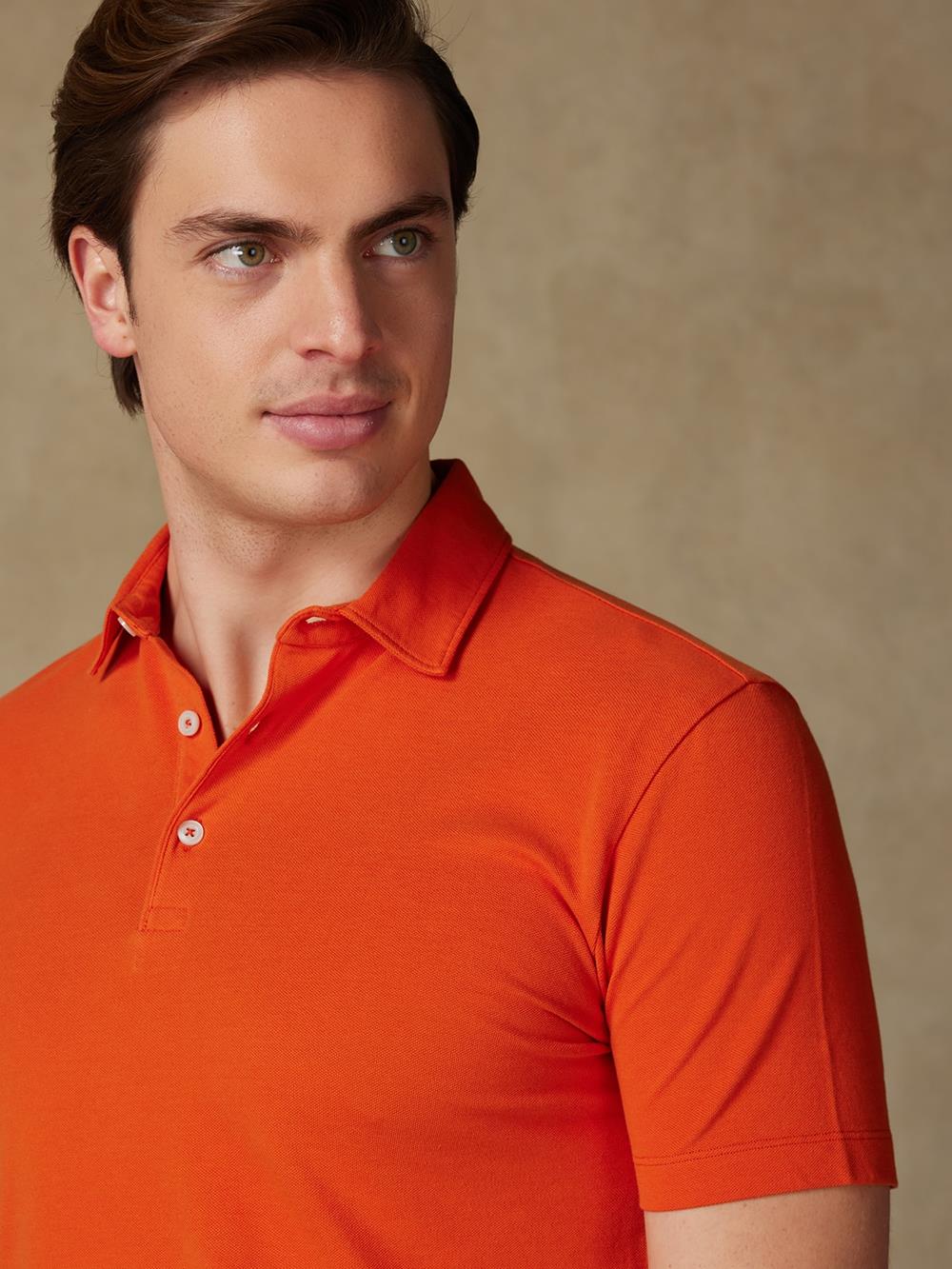 Heritage polo in orange piqué