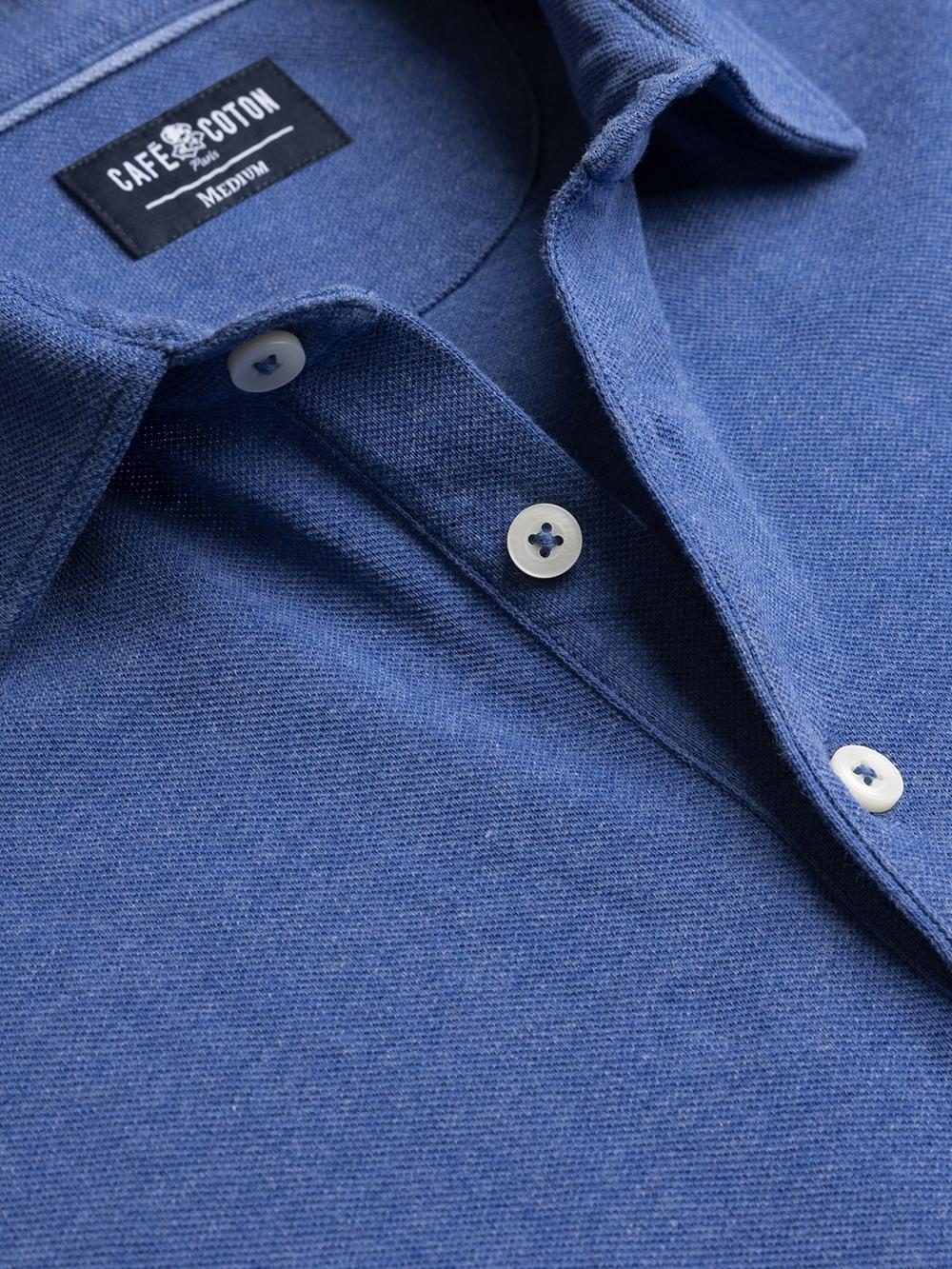 Heritage polo in blauw piqué