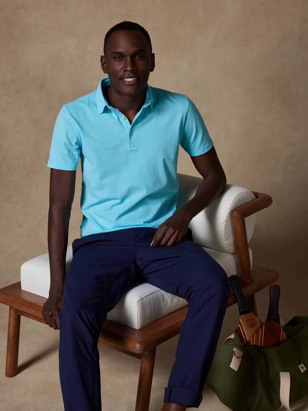 Heritage polo in turquoise piqué