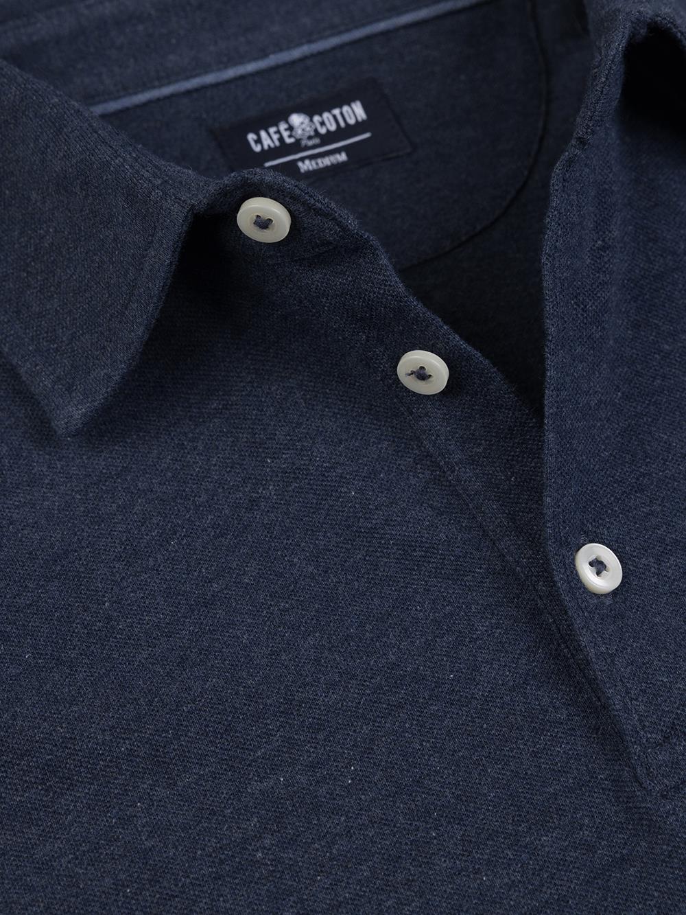 Polo-Shirt Heritage aus blau meliertem Piqué