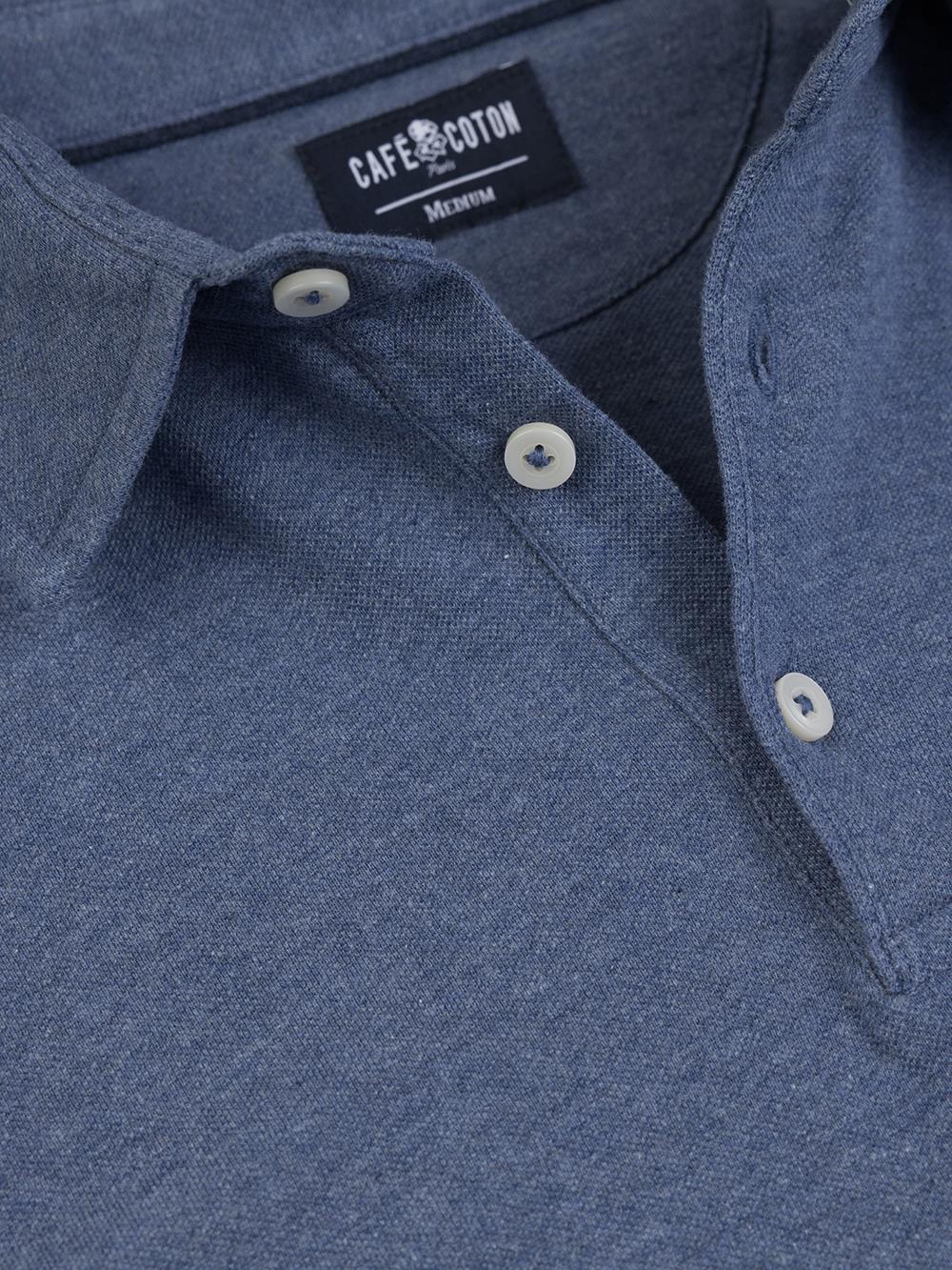 Heritage Polo in mottled indigo pique - JEAN - Male