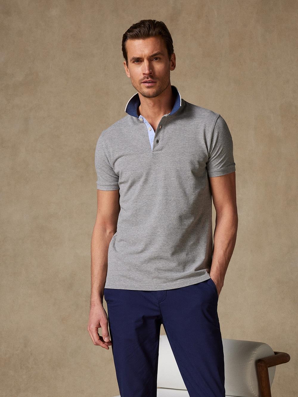 Stanley polo shirt in mottled grey pique
