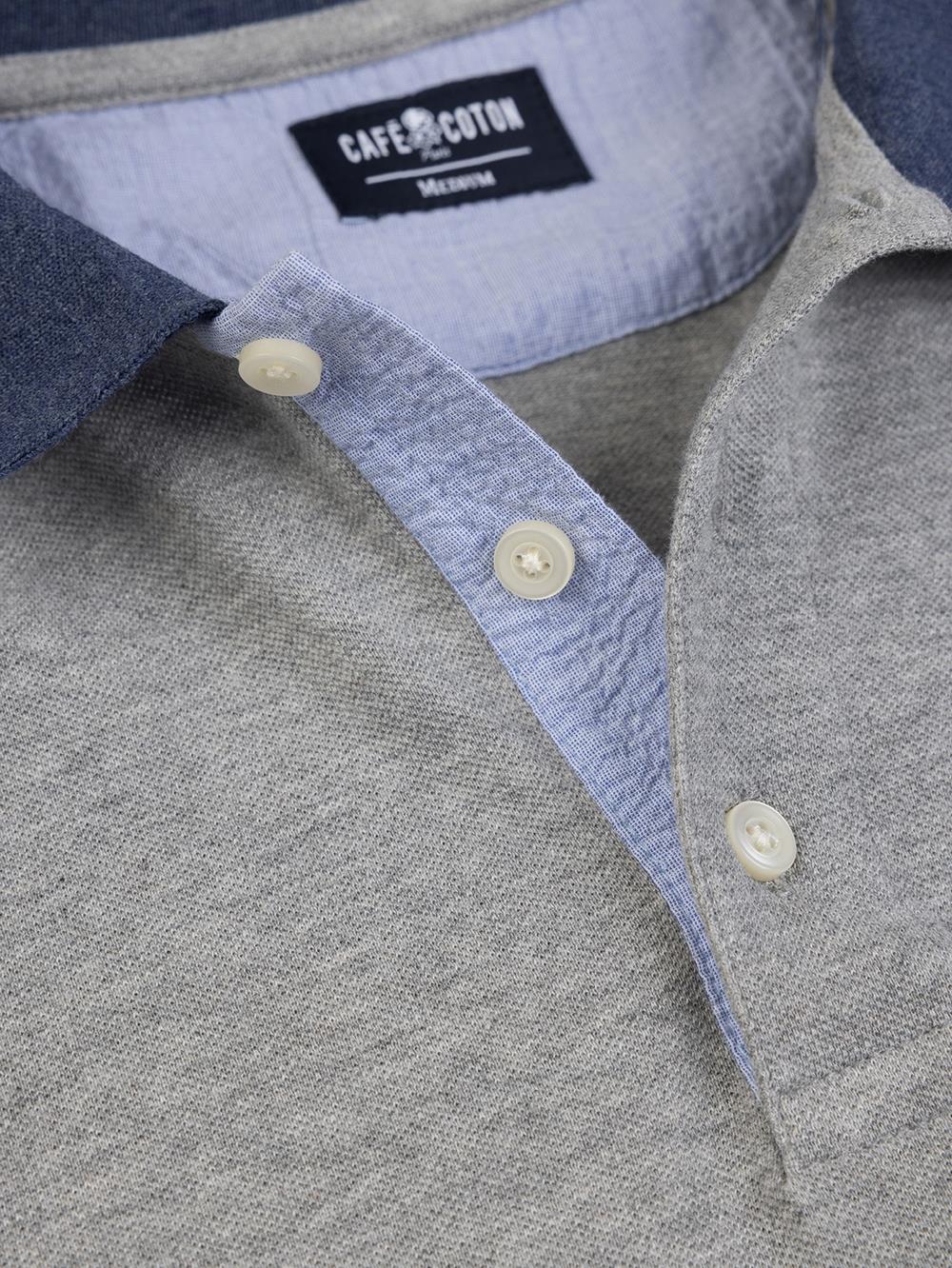 Stanley polo shirt in mottled grey pique - Grey - Male
