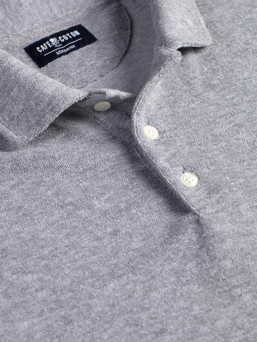 Terry polo in mottled grey terry cloth