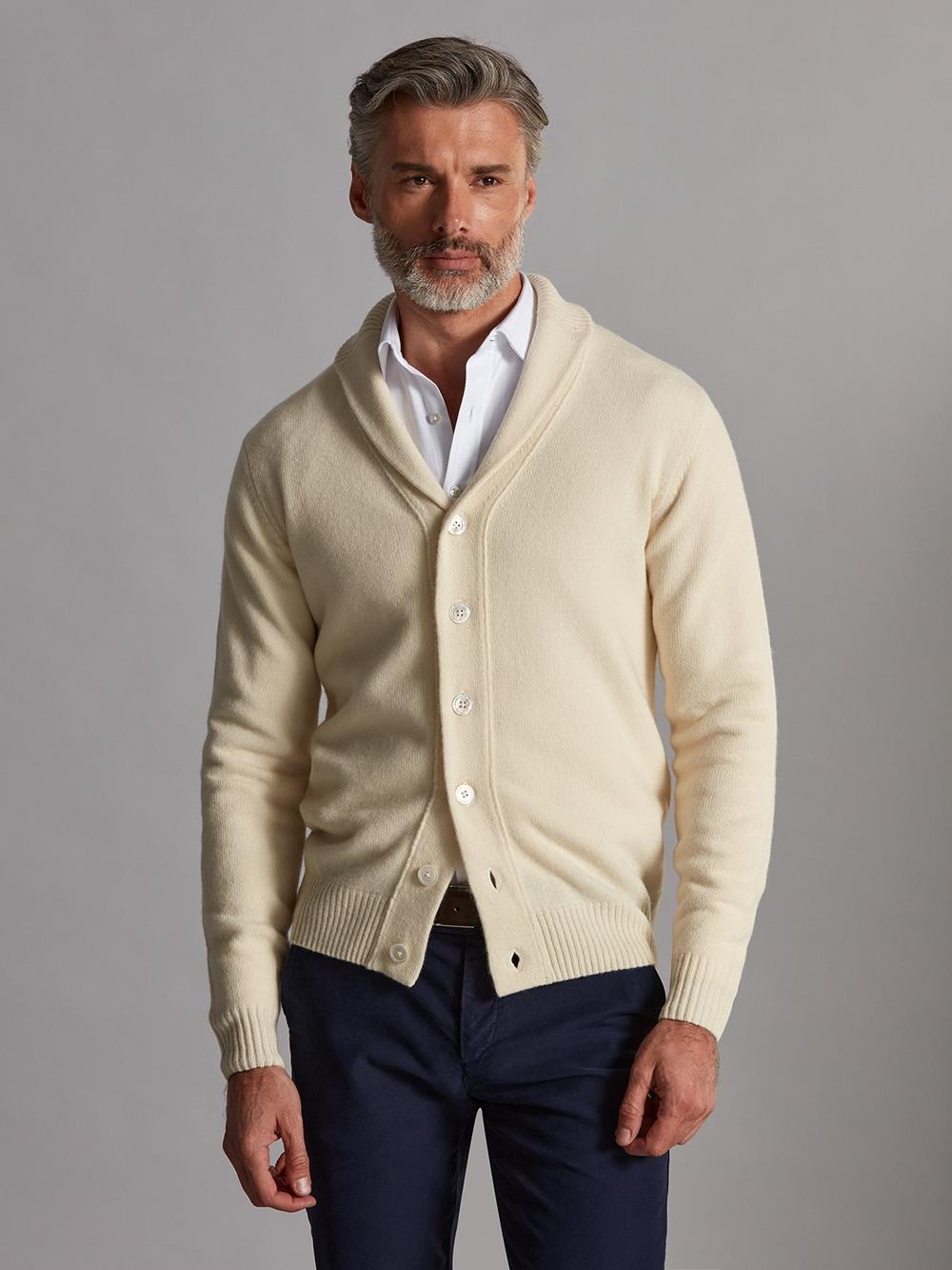 Brook cardigan in off-white lambswool