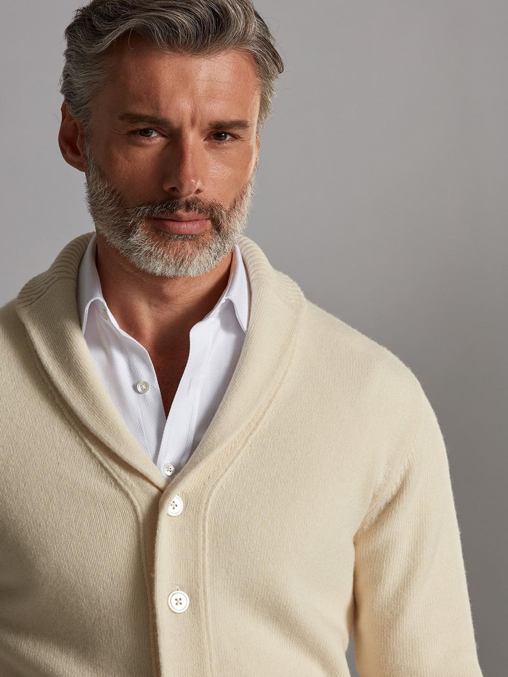 Brook cardigan in off-white lambswool