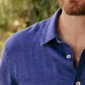 Cody shirt in navy linen - Short Sleeve