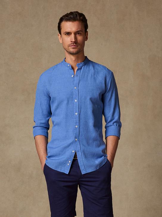 Camicia Liam in lino blu