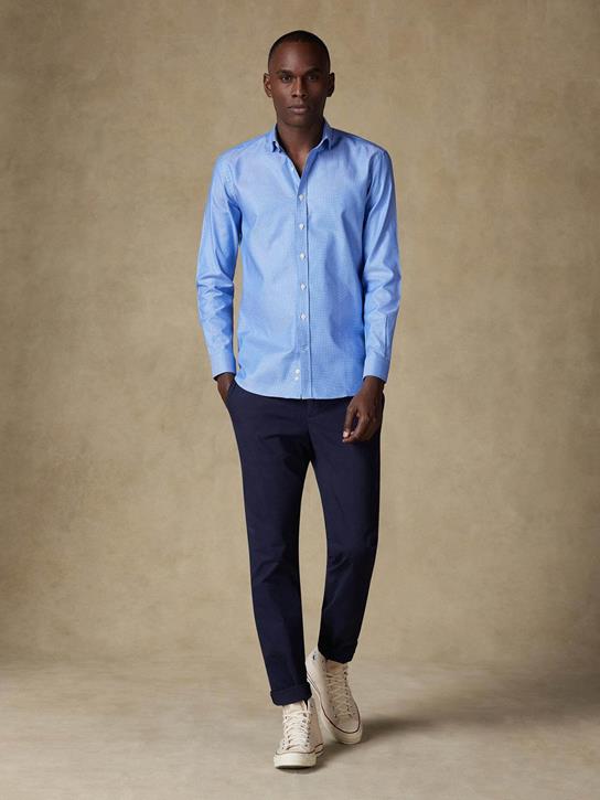 Camicia slim fit slim fit Sole in tessuto natté blu