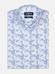 White tropical floral blue sky printed poplin slim fit shirt - Button down collar