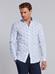 White tropical floral blue sky printed poplin slim fit shirt - Button down collar