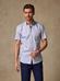 Grey Herringbone short sleeves shirt  - Button down collar