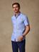 Chemise manches courtes en mille raies bleue - Col Boutonné