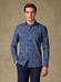 Camicia slim fit slim fit Spike in lino navy con stampa floreale 