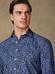 Spike slim fit shirt in navy linen with floral print 