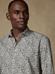 Spike slim fit shirt in khaki linen with floral print 