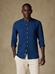 Kirk colarless slim fit shirt in indigo linen