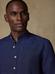 Olaf collarless slim fit shirt in navy linen