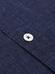 Olaf collarless slim fit shirt in navy linen