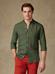 Olaf collarless slim fit shirt in khaki linen