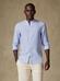 Ted colarless linen slim fit shirt in blue stripes