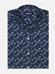 Indigo and white floral printed popelin slim fit shirt - Small Collar