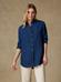 Justine linen shirt with indigo denim effect 