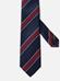 Navy silk tie with burgundy stripes