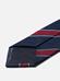 Navy silk tie with burgundy stripes