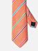 Cravate en soie et lin orange à rayures multicolores