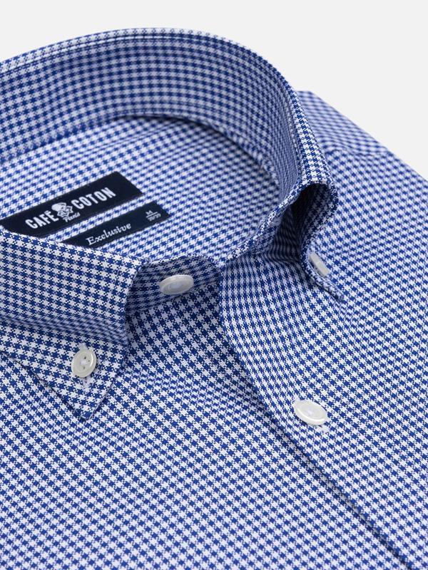 Alfred shirt in navy gingham - Button Down Collar